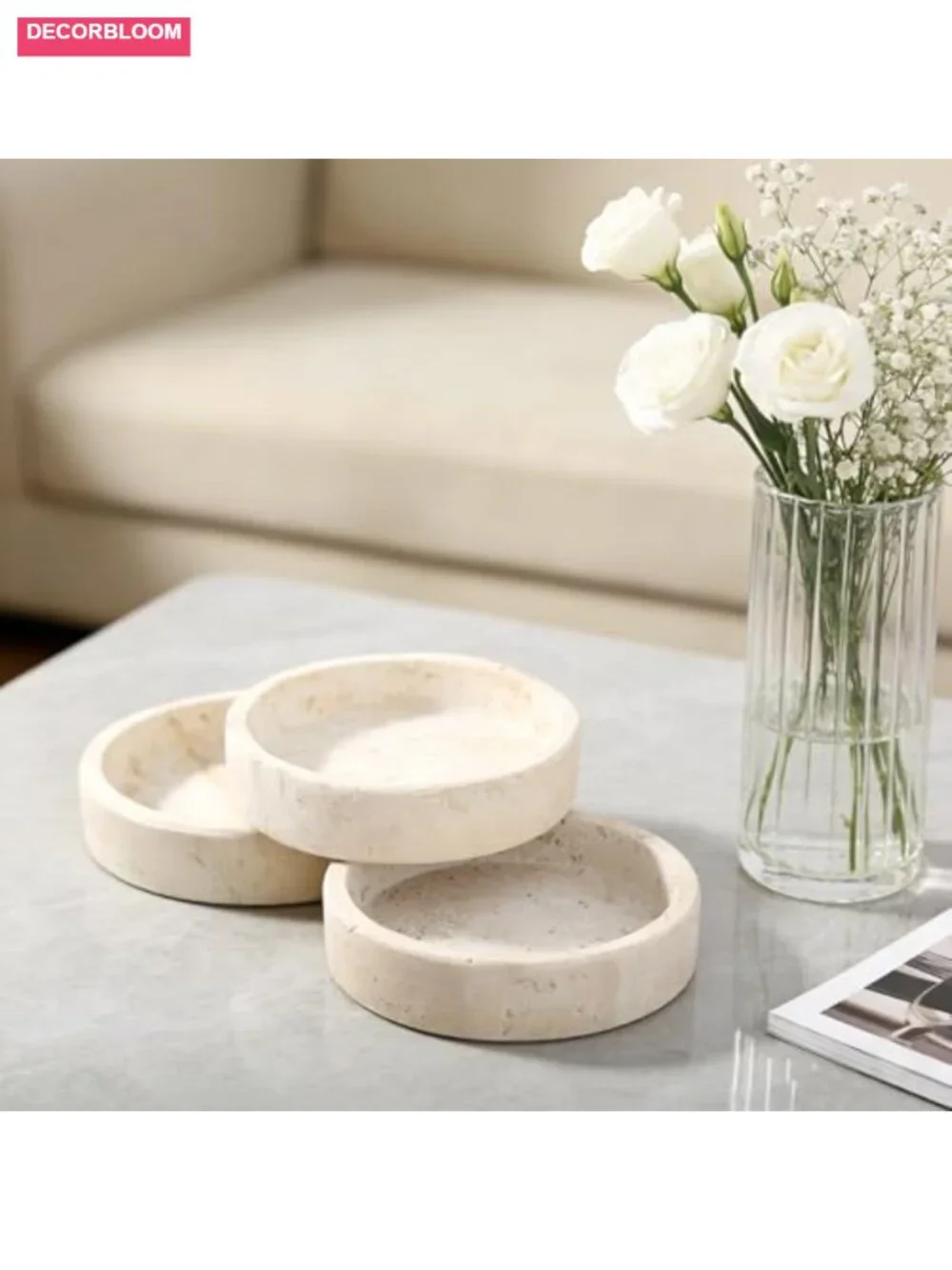 Natural Marble Wine Bottle Coaster with Absorbent Cork, Non-Slip